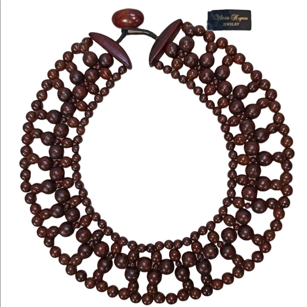 Viktoria Hayman Statement Choker Collar Chunky Wood Necklace